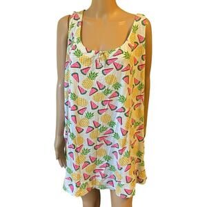 Y2K Love To Sleep sleeveless pajama dress womens L lounge sleep Fruity Print